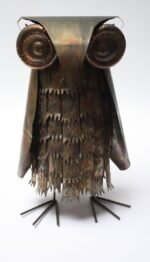 Vintage Brutalist Mixed-Metal Owl Sculpture - Image 7