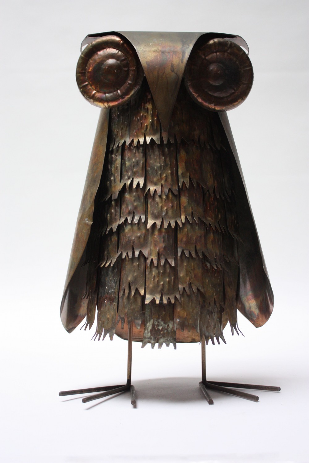 Vintage Brutalist Mixed-Metal Owl Sculpture – Jarontiques