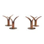 Set of Four Diminutive Copper Ystad Candleholders