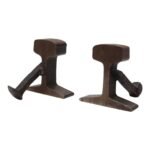 1950s Industrial Brown Iron Railroad Tie Bookends