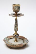 Collection of Early 20th Century European Cloisonne Boxes / Candlestick - Image 3