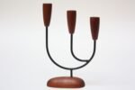 Danish Modern Teak and Metal Lüthje Three-Candle Holder - Image 2