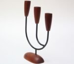 Danish Modern Teak and Metal Lüthje Three-Candle Holder - Image 4