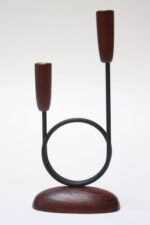 Danish Modern Teak and Metal Lüthje Two-Candle Holder - Image 2