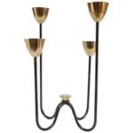 Swedish Modern Metal and Brass Candelabra by Gunnar Ander