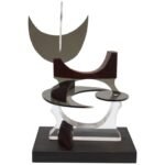 Vintage Acrylic and Teak Abstract Cat Sculpture by Robert D. Harvey