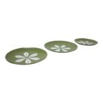 Set of Three Green 'Lotus' Enamel Plates by Arne Clausen for Cathrineholm