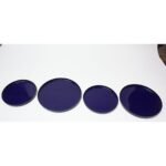 Set of Four Scandinavian Modern Indigo Enamel Trivets / Plates - Image 2