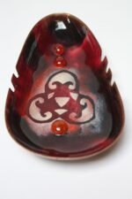 Vintage Black and Red Enamel on Copper Triangular Ashtray - Image 2