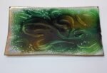 Vintage Green and Gold Enamel on Copper Rectangular Dish - Image 6