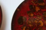 Set of Two Enamel on Copper Red and Gold Decorative Plates by Win Ng - Image 8
