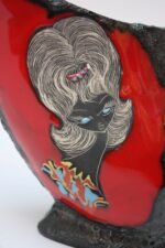 Mid Century Italian Modern San Marino Fat Lava Ceramic and Enamel Pitcher - Image 5