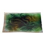 Vintage Green and Gold Enamel on Copper Rectangular Dish