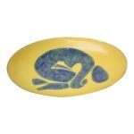 Modernist Blue and Yellow Enamel on Copper 'Woman' Charger