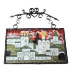 Vintage Russian Enamel on Copper Cityscape