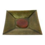 Vintage Red and Green Modernist 'Sgraffito' Enamel Dish