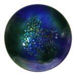 Vintage Blue and Green Enamel on Copper Round Dish by Bovano