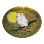 Mid Century Modern 'Owl' Enamel on Copper Dish