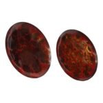 Set of Two Enamel on Copper Red and Gold Decorative Plates by Win Ng