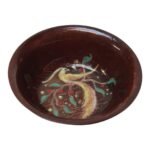 Mid-Century Dutch Modern Hand-Painted Enamel on Copper 'Peacock' Bowl