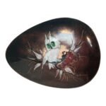 Mid-Century Dutch Modern Hand-Painted Enamel on Copper 'Owl' Dish
