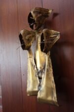 Brutalist Torch-Cut Brass 'Cats' Wall Sculpture - Image 2