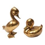 Pair of Freeman & McFarlin Gold-Leaf Ceramic Duck Sculptures