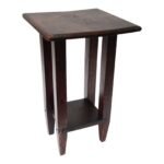 Primitive Stained English Oak Plant Stand / End Table