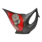 Mid Century Italian Modern San Marino Fat Lava Ceramic and Enamel Pitcher