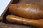 Antique Wooden Bowling Pins With Ball and Box - Image 13