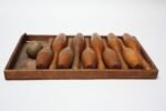 Antique Wooden Bowling Pins With Ball and Box - Image 2
