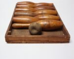 Antique Wooden Bowling Pins With Ball and Box - Image 3