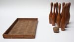 Antique Wooden Bowling Pins With Ball and Box - Image 5