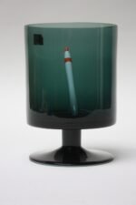 Mid-Century Belgian Cyan Blown Glass Vase by Boussu - Image 2