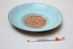 Mid-Century Modern Sky Blue Enamel on Copper Decorative Plate - Image 4