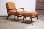 Italian Modern Carlo de Carli Lounge Chair and Ottoman in Walnut and Leather - Image 4