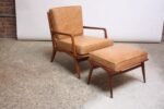 Italian Modern Carlo de Carli Lounge Chair and Ottoman in Walnut and Leather - Image 3