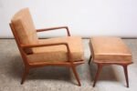 Italian Modern Carlo de Carli Lounge Chair and Ottoman in Walnut and Leather - Image 6