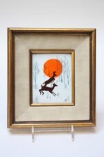 Vintage 'Prancing Deer' Framed Enamel on Copper - Image 4