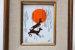 Vintage 'Prancing Deer' Framed Enamel on Copper - Image 9