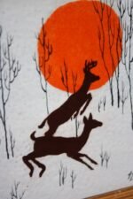 Vintage 'Prancing Deer' Framed Enamel on Copper - Image 10