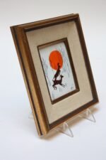Vintage 'Prancing Deer' Framed Enamel on Copper - Image 2