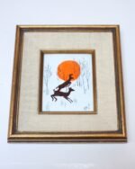 Vintage 'Prancing Deer' Framed Enamel on Copper - Image 3