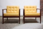 Swedish Modern Leather and Teak Lounge Chairs by Folke Ohlsson for Dux - Image 4