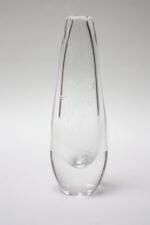 Kosta Boda Blown Glass Vase With Floral Etching - Image 4