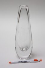 Kosta Boda Blown Glass Vase With Floral Etching - Image 2