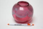 Contemporary Art Glass Orb Vase in Cranberry and Periwinkle - Image 3