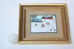 Small Vintage Country Winterscape Framed Enamel on Copper - Image 4