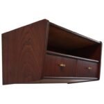 Danish Modern Teak and Brass Wall-Mounted Dual Drawer Shelf