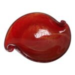 Italian Modern Ruby Red Murano 'Bollicine' Bowl With Gold Fleck